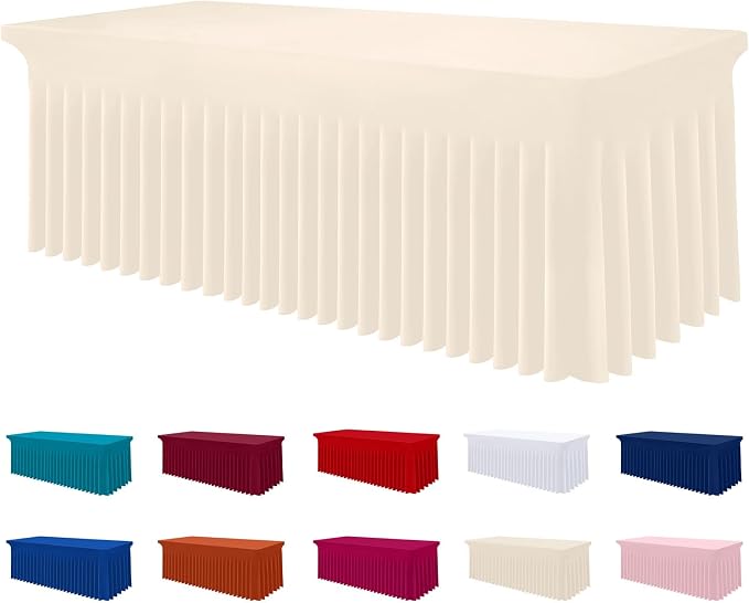 Smiry Spandex Elastic Fitted Table Cloth Skirt for 6FT Rectangle Table by Smiry