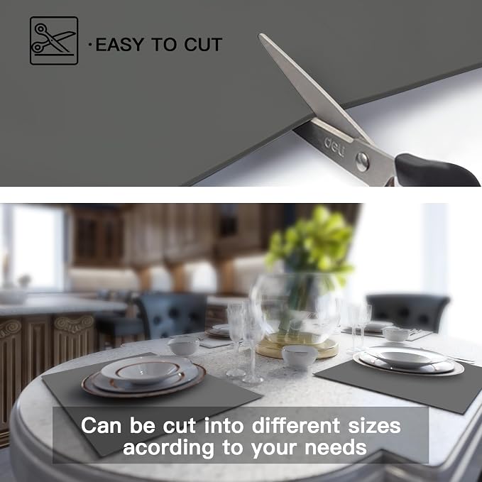 2MM Thick Silicone Countertop Mat, 35.4"x 23.6" Silicone Mats for Kitchen Counter, Nonslip Heat Resistant Mat, Large Kitchen Counter Mats, Waterproof Countertop Protector, Dark Gray - Image 4