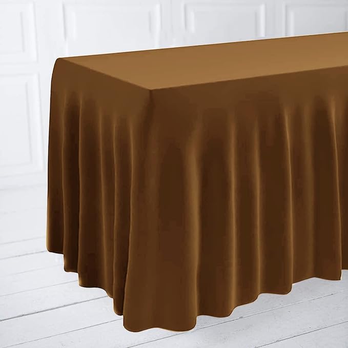 ManMengJi Table Cover and Skirts One-Piece for Folding Tables, 6FT Spandex Fitted Tablecloth with Ruffles Skirt for Weddings, Banquets, Parties, Vendors (Brown 1Pack) - Image 7