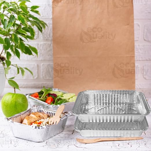 [300 Pack] 2.5LB Oblong Take Out Foil Baking Pans with Dome Lids Shallow - 788 Aluminum Pan for Baking, Roasting, Potluck, Reheating, Catering, Party, BBQ, Baking by EcoQuality - Image 5