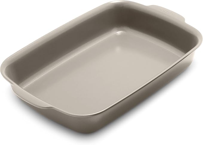GreenPan Premiere Ovenware Healthy Ceramic Nonstick 13" x 9" Rectangular Baking Pan, PFAS-Free, Warp-Free Bakeware, Durable Quick Heating, Oven & Broiler Safe to 600F, Dishwasher Safe, Taupe by GreenPan