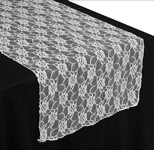 MDS Pack of 12 Wedding 12 x 108 inches Lace Table Runner for Wedding, Decorations for Birthday Parties, Banquets, Graduations, Engagements, Suitable All Dinner Tables - White - Image 2