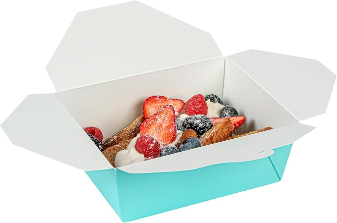 Restaurantware Paper Food Box 50 Count 45 Oz Leakproof Paper Lunch Box Greaseproof Food Container Tab-Lock Design 6.73 x 5.5 x 2.6 Inches Turquoise - Image 10
