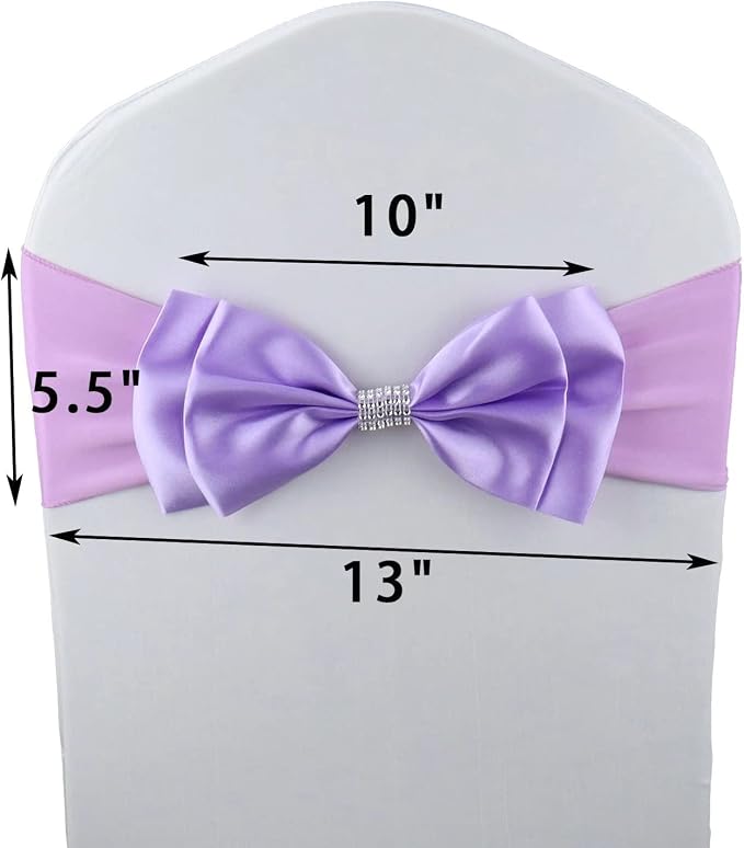 12 PCS Double Bows Stretch Chair Sashes, for Wedding Party Chair Cover Decoration, Spandex Stretch Chairs Bands (Pack of 12 Light Purple) - Image 6