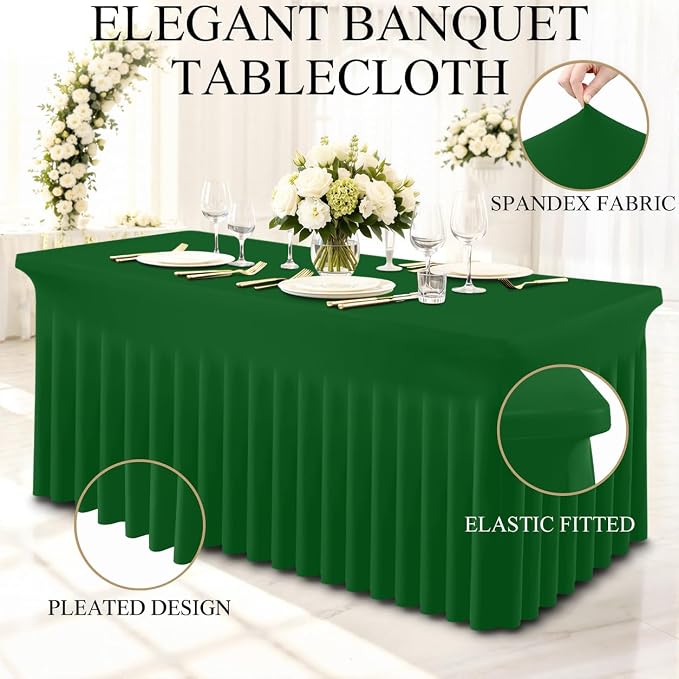 Moosfor 2 Pack Spandex Fitted Rectangle Tablecloth, Elastic Table Skirt - Image 3