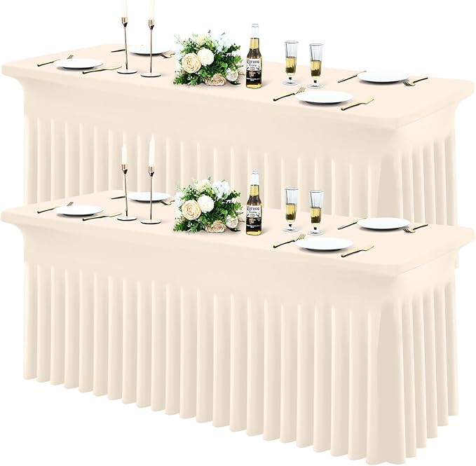 Moosfor 2 Pack Spandex Fitted Rectangle Tablecloth, Elastic Table Skirt by Moosfor