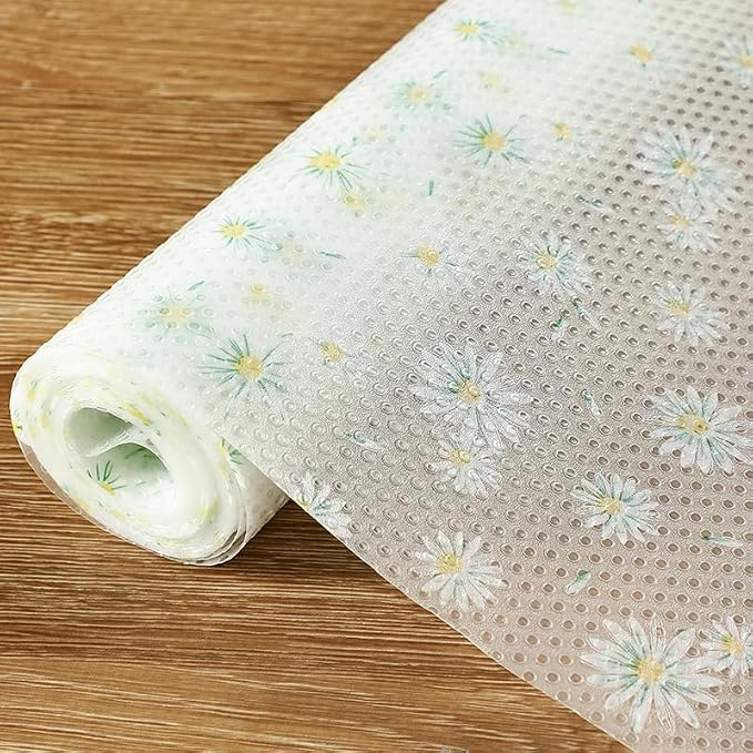 Daisy Flower Non-Adhesive Non-Slip Waterproof Washable EVA Shelf Liner | 12" x 59" Mat for Kitchen Pantry Fridge Closet Cupboard Drawer Cabinet Storage by Jacriah