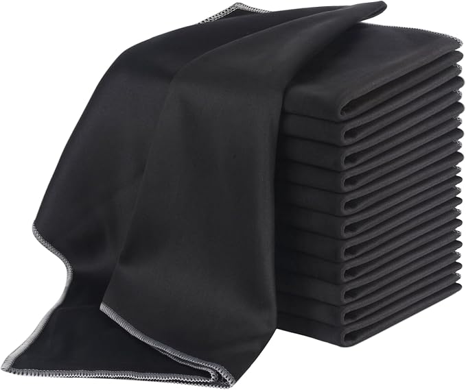 SINLAND Microfiber Glass Polishing Cloths Cleaning Rag 20x25In 12Pack Black - Image 8