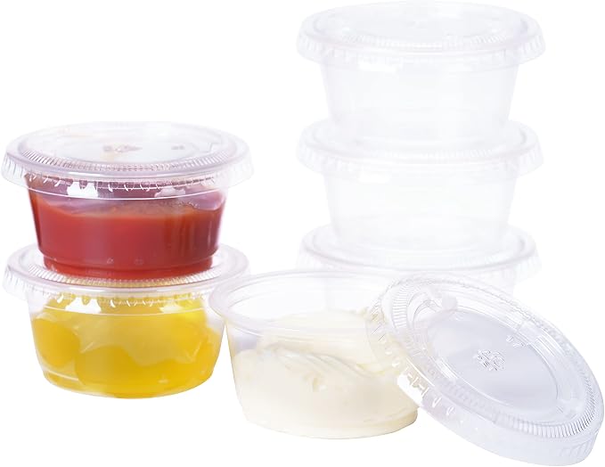 [500 sets - 2oz] Disposable Plastic Souffle/Portion Cups with Lids Bulk Perfect for Shot Glasses, Condiments, Toppings, Dressings, Sampling - Image 6