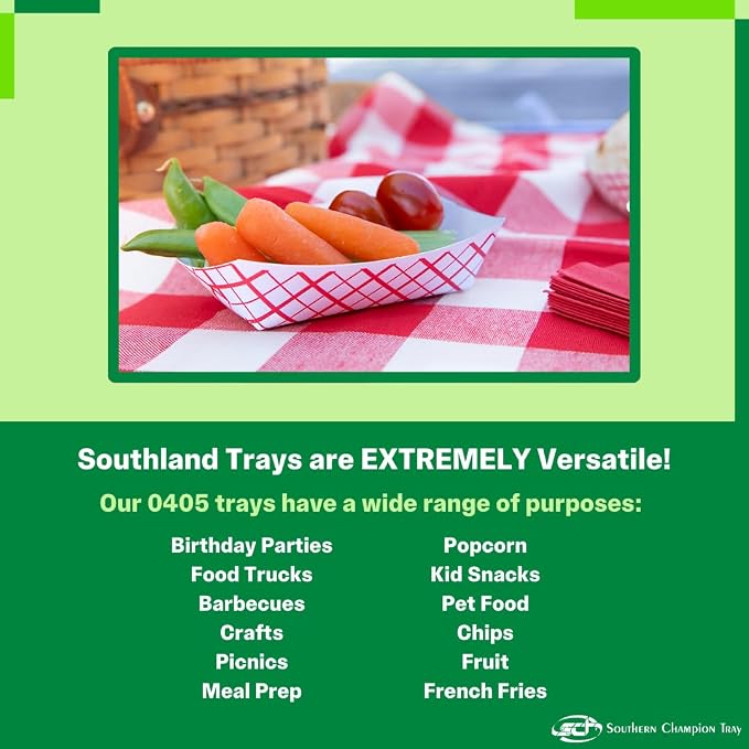 Southern Champion Tray 0405 #40 Southland Paperboard Red Check Food Tray, 6 oz Capacity (Case of 1000) - Image 4