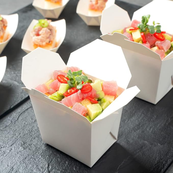 Restaurantware Chinese Take Out Boxes 200 Pack of 8 oz Grease-resistant Party Take Out Food Containers Disposable Stackable Asian Square White Paper To Go Boxes For Restaurants - Image 10