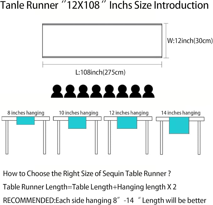 Black Sequin Table Runner 6 Pack, 12x108 Glitter Table Runners - Image 6