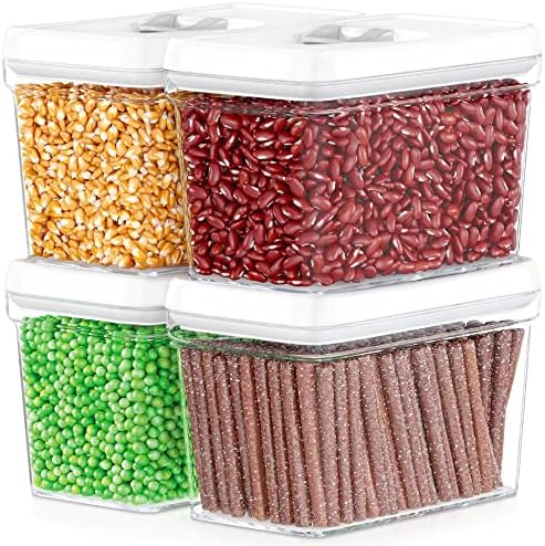 DWËLLZA KITCHEN Airtight Food Storage Containers with White Lids 2L - 4 Pc Clear Plastic Pantry Snacks Kitchen Container, Baking Supplies, 4LB Sugar & Flour Canister BPA-Free by DW%C3%8BLLZAKITCHEN