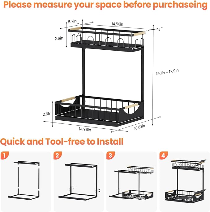 Under Sink Organizer and Storage for Bathroom and Kitchen - 2 Pack 2 Tier - Image 7