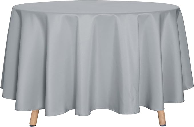 sancua 90 Inch Round Tablecloth, Silver Grey by sancua