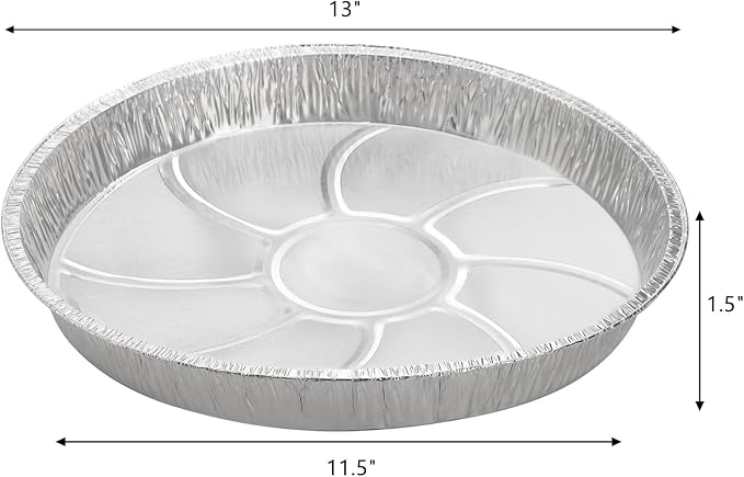 Frcctre 45 Pack 13 Inch Round Aluminum Foil Pans, Heavy Duty Disposable Round Tin Foil Pans Pizza Pans for Baking, Cooking, Storage, Roasting, Reheating - Freezer & Oven Safe - Image 2