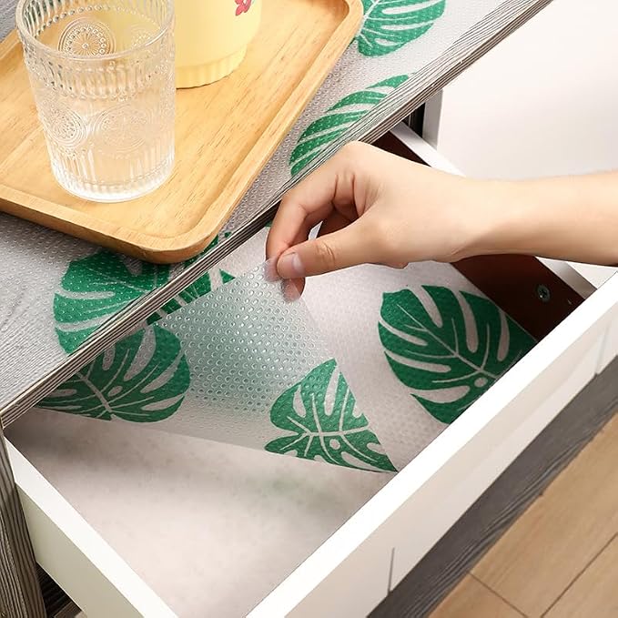 Monstera Shelf Liner for Drawers and Cabinets - Non Adhesive Waterproof Washable Cabinet Liner, Decorative Tropical Leaves Contact Paper for Kitchen Shelves, Pantry, Closet, Fridge - Image 7