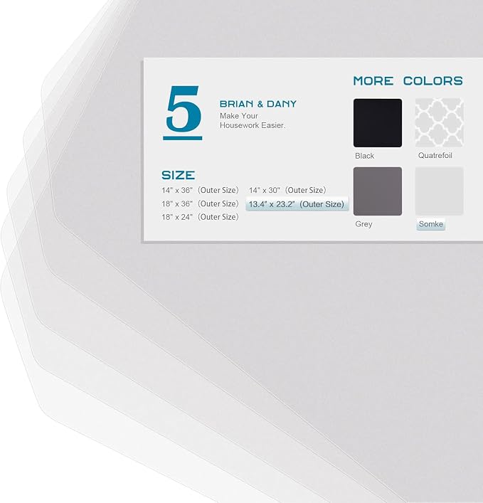 BRIAN & DANY Wire Shelf Liner, Set of 5, 13.4" x 23.2" Clear - Image 3
