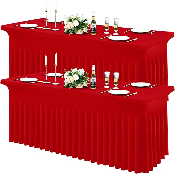 Moosfor 2 Pack Spandex Fitted Rectangle Tablecloth, Elastic Table Skirt by Moosfor
