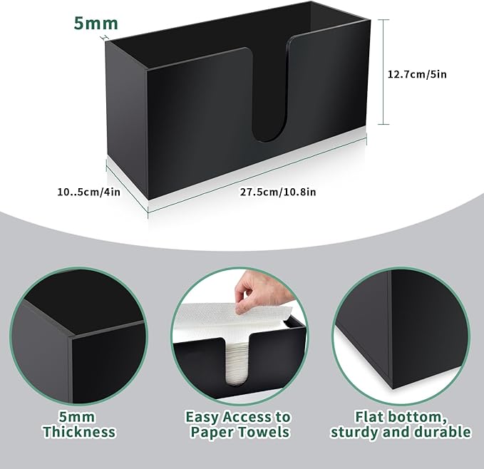 Paper Towel Holder Countertop, Black Acrylic Napkin Dispenser, 1 Pack - Image 3