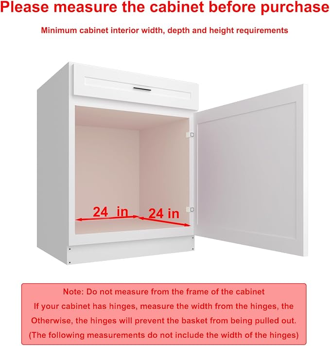 2 Tier Pull Out Cabinet Organizer, 23" W x 21" D Heavy-Duty Metal Sliding Drawer Shelf for Kitchen Cabinets, Chrome, Doesn't Include Door Fittings - Image 3