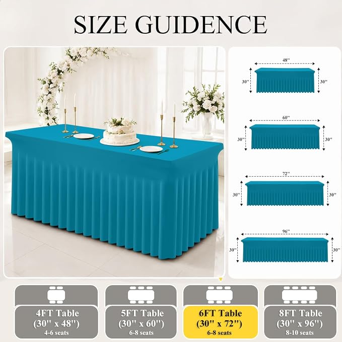 Moosfor 2 Pack Spandex Fitted Rectangle Tablecloth, Elastic Table Skirt - Image 6