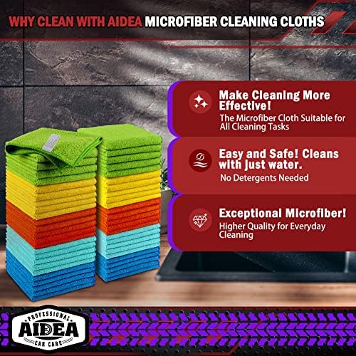 AIDEA Microfiber Cleaning Cloth-50PK, Microfiber Towels for Cars, 12×12" - Image 2