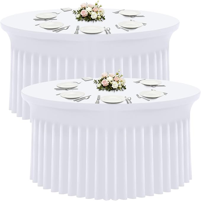 Moosfor 2 Pack Spandex Fitted Rectangle Tablecloth, Elastic Table Skirt by Moosfor