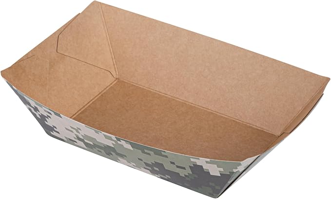 Restaurantware-Bio Tek 1/2 Pound Food Trays, 400 Disposable Paper Food Trays - Heavy-Duty, Greaseproof, Camouflage Paper Food Boats, For Snacks, Appetizers, Or Treats, Use At Parties Or Carnivals - Image 12