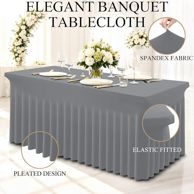 Moosfor 2 Pack Spandex Fitted Rectangle Tablecloth, Elastic Table Skirt - Image 3
