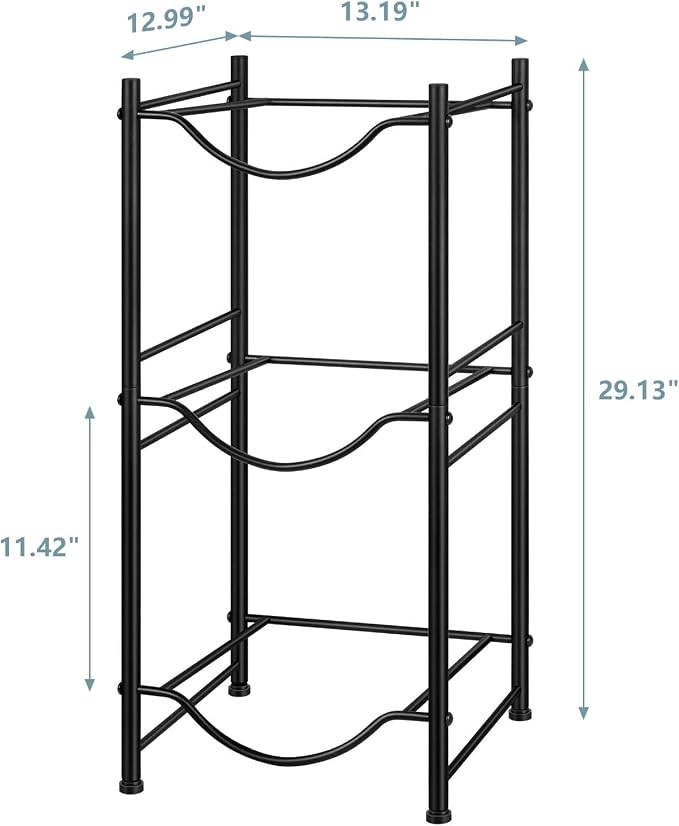 MOOACE 5 Gallon Water Jug Holder, 3 Tier Water Cooler Jug Rack | Heavy Duty Water Bottle Holder Organizer, Detachable Water Dispenser Rack for Kitchen, Living Room, Office, Black - Image 2