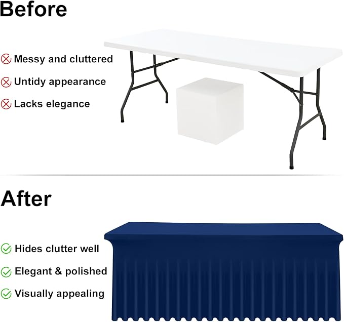 Moosfor Spandex Fitted Rectangle Tablecloth, Elastic Table Skirt - Image 4