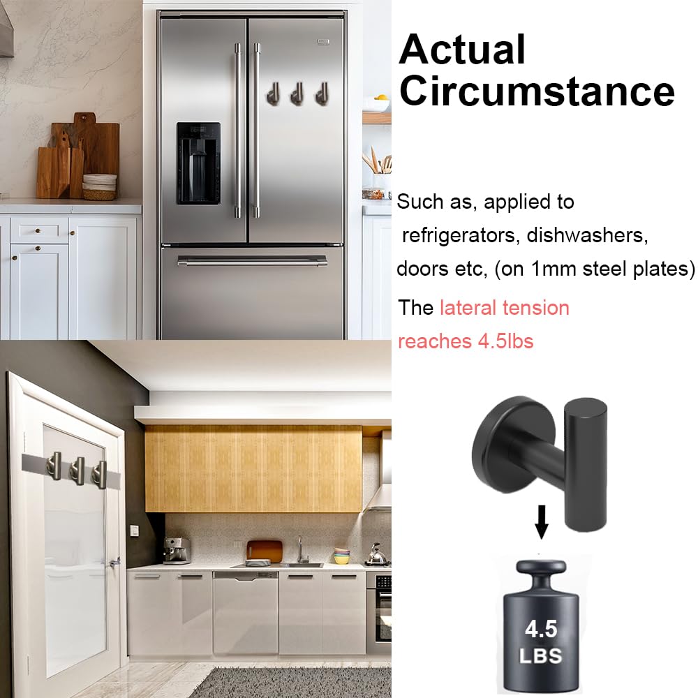 Magnetic Hooks Coat Magnet Hooks for Hanging,Magnetic Hooks Heavy Duty with Rare Earth Neodymium for Pot Holder,Grill,Refrigerator,Home,Kitchen,Workplace or Office.Pack of 2,Silver