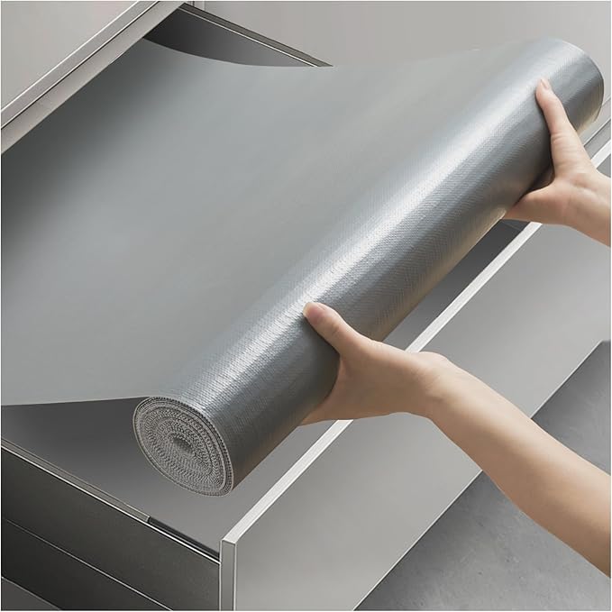 Viseeko Shelf and Drawer Liner for Kitchen Cabinet, Grey, 24in x 20ft by Viseeko