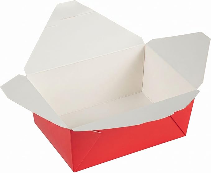 Restaurantware Bio Tek 98 Ounce Take Out Boxes 200 To Go Lunch Boxes - Tab-Lock Closure Heat-Tolerant Red Paper Disposable Lunch Boxes Greaseproof For Hot And Cold Foods - Image 2