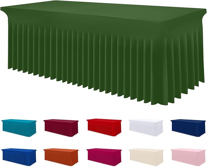 Smiry Spandex Elastic Fitted Table Cloth Skirt for 8FT Rectangle Table by Smiry