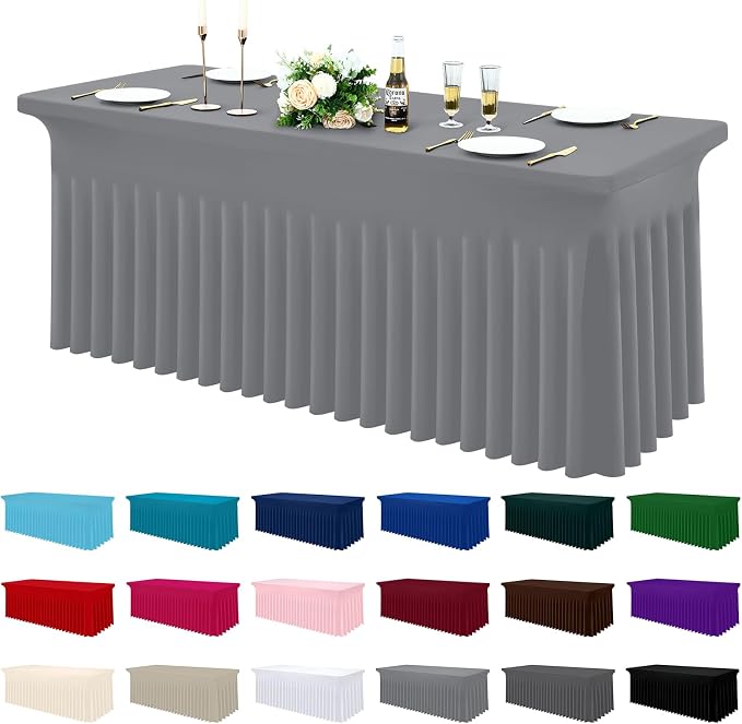 Moosfor Spandex Fitted Rectangle Tablecloth, Elastic Table Skirt by Moosfor