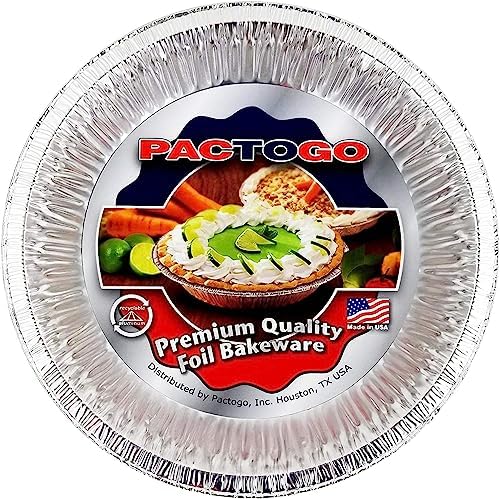 PACTOGO Aluminum Foil Pie Pan (Actual Top-Out 9-5/8 Inches - Top-In 8-3/4 Inches - Vertical Depth 1-3/16 Inches) - Disposable Baking Tin Plates (Pack of 25) - Image 4