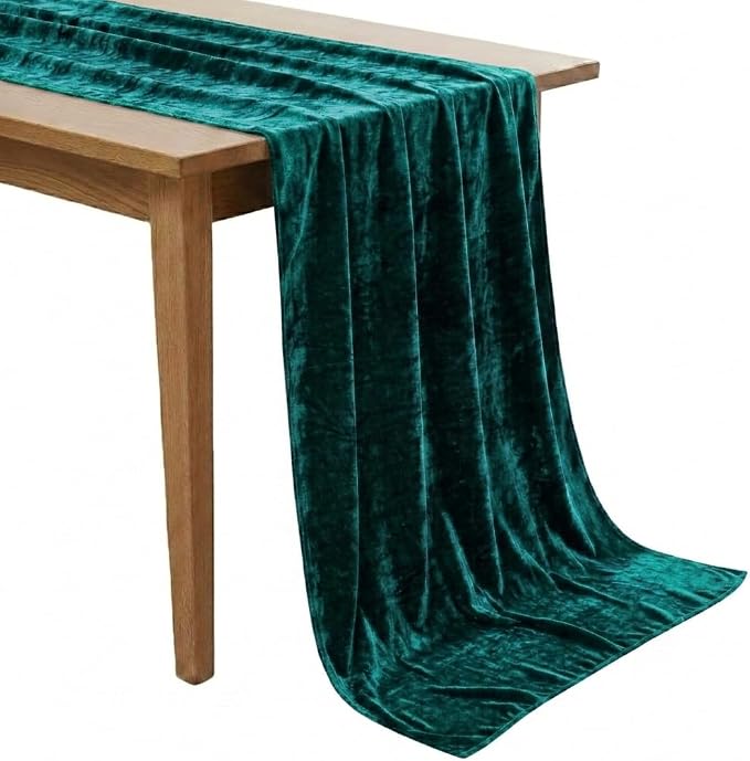 MDS® Pack of 15 | Emerald Green | Velvet Table Runner 20 x 120 Inches 10ft Long Luxurious Soft Romantic Wedding Runners for Party Reception Bridal Shower Birthday Banquets Dinner Table Decoration by MDS