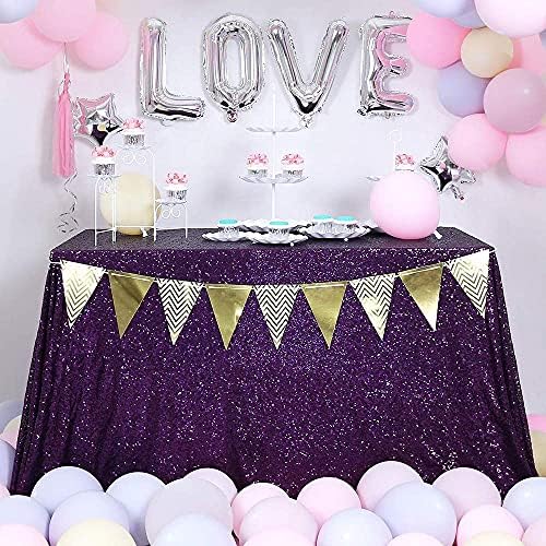 JYFLZQ Purple Sequin Tablecloth, Glitter Table Cover 50x80 Inch Rectangle - Image 3