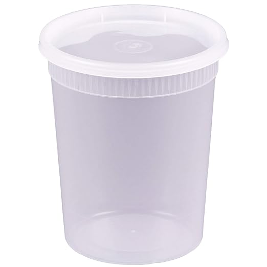 Microwavable Hot and Cold Translucent Plastic Deli Food Storage Container with Lid, 32-Ounce (24-Pack) - Image 2