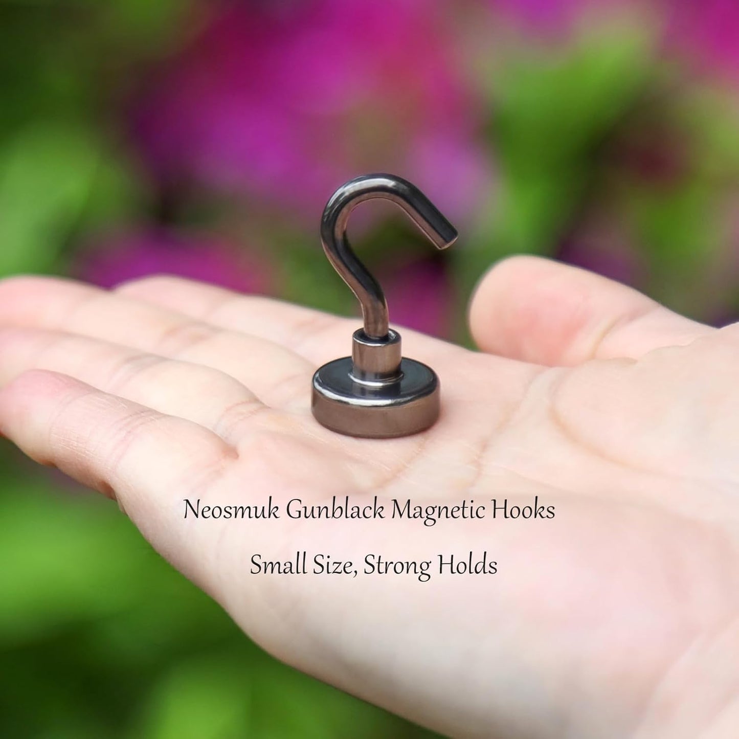 Neosmuk Magnetic Hooks,30lb+ Heavy Duty Earth Magnets with Hook for Refrigerator, Extra Strong Cruise Hook for Hanging, Magnetic Hanger for Cabins, Grill (Gunblack, 10 Pack)