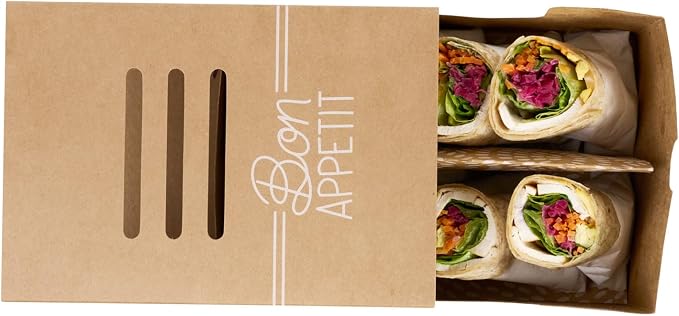 Restaurantware Take Out Food Containers 100 Count 8.3 x 5.7 x 3.7 Inches Paper Sandwich Boxes Disposable Food Packaging Box Design - Image 18