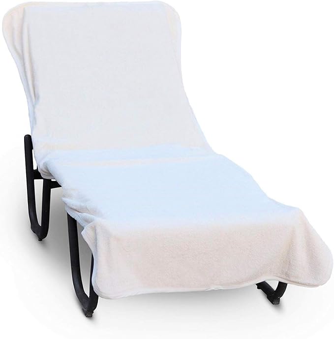 BC BARE COTTON Chaise Lounge Cover, Fitted Terry Cloth Turkish Cotton with Envelope Top, White, 90 x 29 Inches by BareCotton