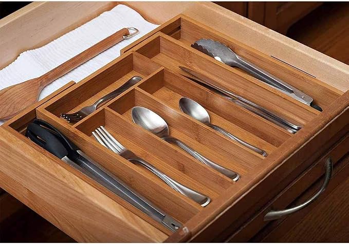 BAKAJI Drawer Cutlery Tray 33.5 x 29 x 5 cm Bamboo Naturale - Image 7