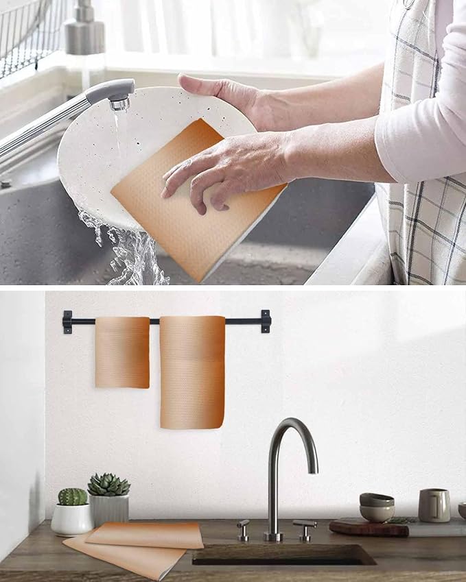 Ombre Burnt Orange Dish Towels Set, Waffle Weave Kitchen Towels Microfiber Towels Cleaning, Contemporary Minimalist Solid Color Soft Absorbent Dish Drying Towels Hand Towels 3 Pack 15.7x23.6 Inch - Image 6