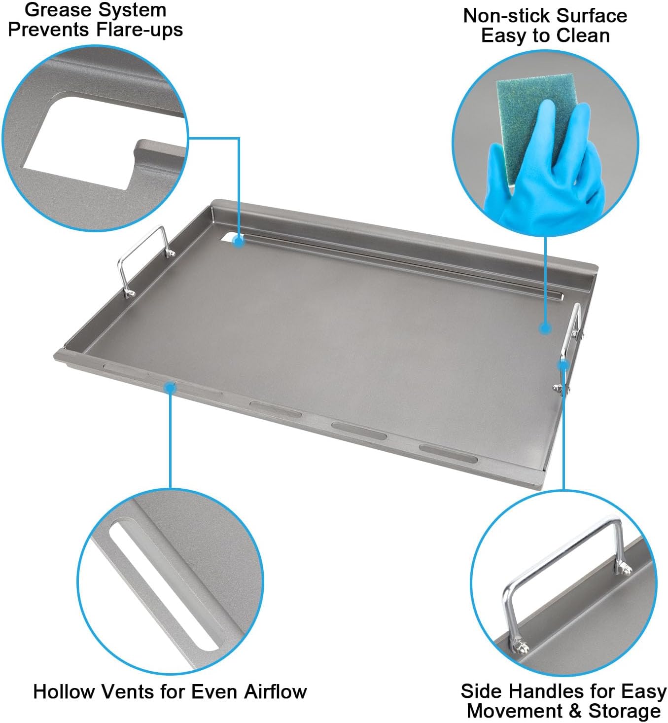Full-Size Griddle Inserts for Weber Summit 400 Gas Grills, Flat Top Griddle for Weber Summit E-420/E-450/E-470/, Replace for 67550 Grates