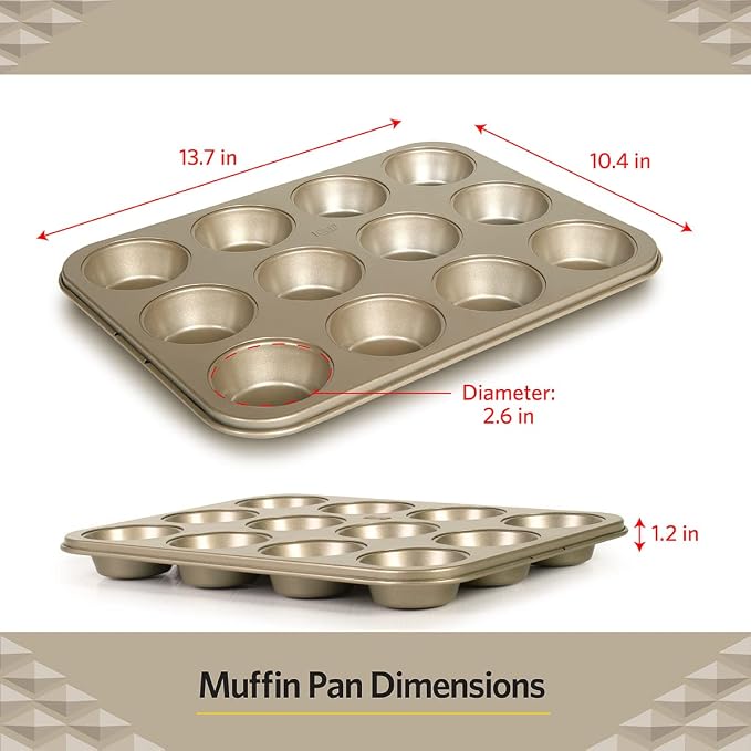 Glad Muffin Pan Nonstick - Heavy Duty Metal Cupcake Tin with Round Baking Cups, 12-Cup - Image 3