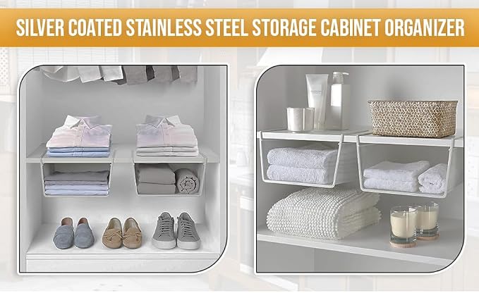 YBM Home Under Shelf Basket (12-Pack) Mesh Stainless Steel Storage Under Cabinet Hanging Basket Rack Maximize Space in Cabinets, Pantry Room, Bathroom, Laundry Room, and More, 1131 - Image 3