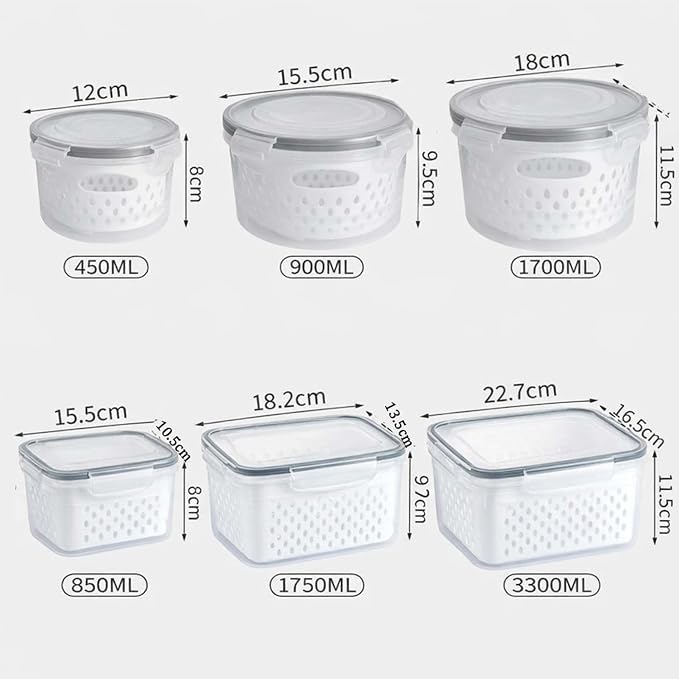 4-in-1 Produce Saver Containers - Fresh Berry Keeper with Removable Colander & Airtight Lid - Stackable Fruit and Vegetable Fridge Organizer Bins - BPA-Free Plastic Food Storage (3pcs) - Image 5